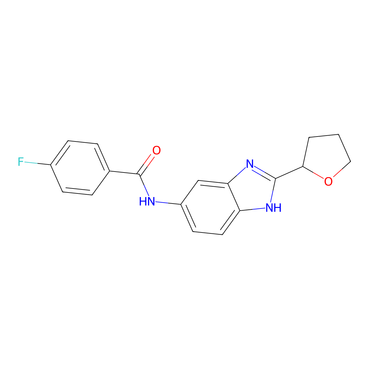 4-fluoro-N-[2-(tetrahydrofuran-2-yl)-1H-benzimidazol-5-yl]benzamide molecular structure, CAS 1224170-35-7