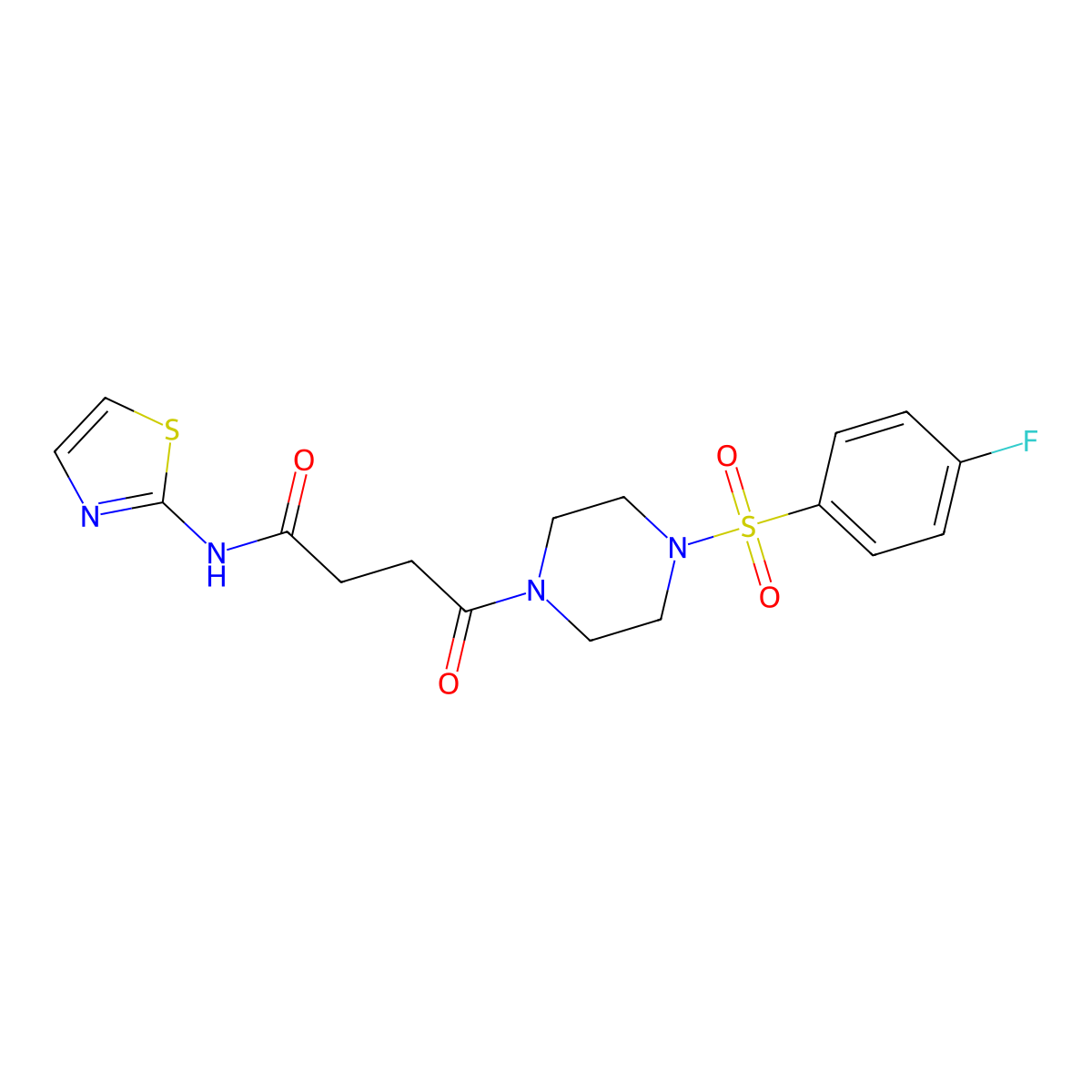4-{4-[(4-fluorophenyl)sulfonyl]piperazin-1-yl}-4-oxo-N-(1,3-thiazol-2-yl)butanamide molecular structure, CAS 1224170-37-9