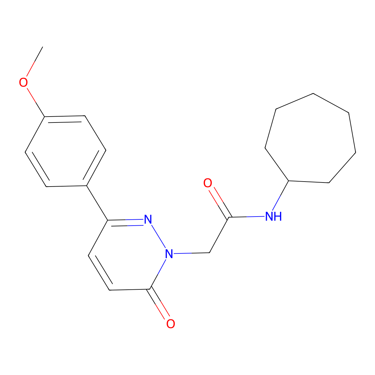 N-cycloheptyl-2-(3-(4-methoxyphenyl)-6-oxopyridazin-1(6H)-yl)acetamide molecular structure, CAS 1224170-55-1