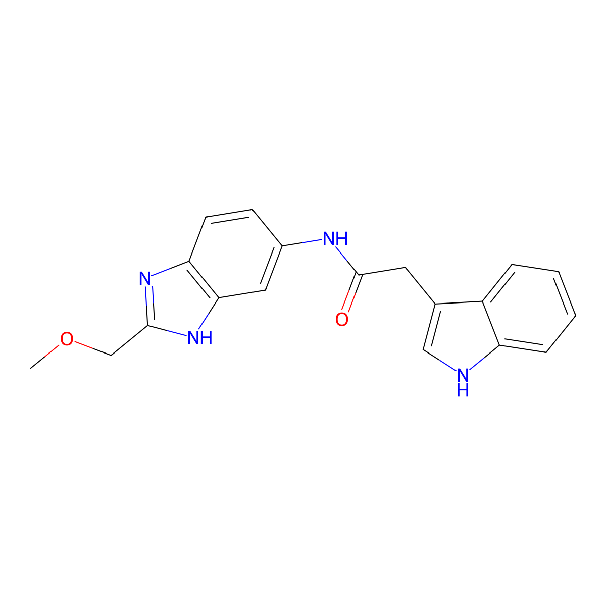 2-(1H-indol-3-yl)-N-[2-(methoxymethyl)-1H-benzimidazol-6-yl]acetamide molecular structure, CAS 1224170-59-5