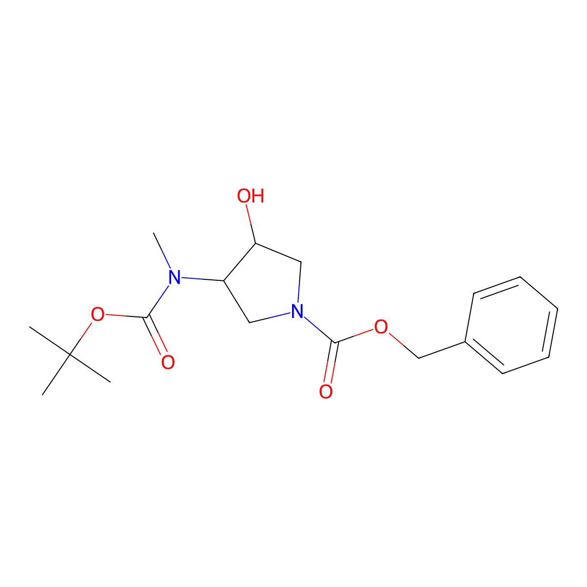 rac-benzyl (3R,4R)-3-{[(tert-butoxy)carbonyl](methyl)amino}-4-hydroxypyrrolidine-1-carboxylate molecular structure, CAS 1224172-61-5
