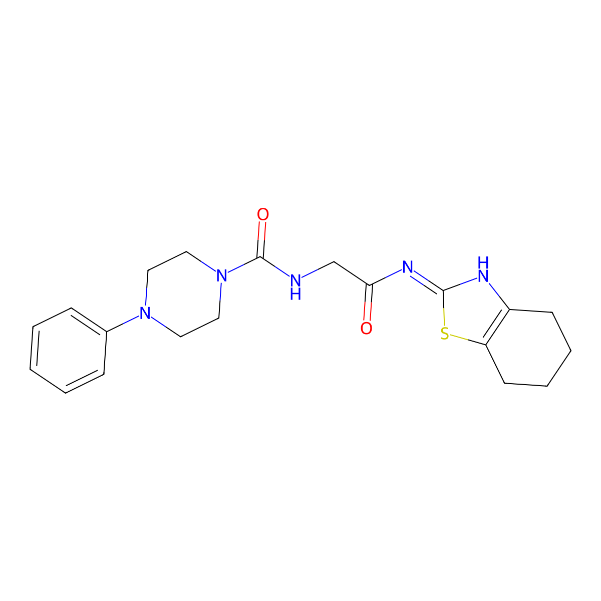 N-{2-oxo-2-[(2Z)-4,5,6,7-tetrahydro-1,3-benzothiazol-2(3H)-ylideneamino]ethyl}-4-phenylpiperazine-1-carboxamide molecular structure, CAS 1224172-85-3