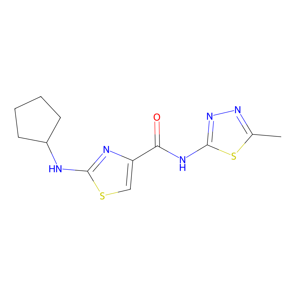 2-(cyclopentylamino)-N-[(2E)-5-methyl-1,3,4-thiadiazol-2(3H)-ylidene]-1,3-thiazole-4-carboxamide molecular structure, CAS 1224172-86-4