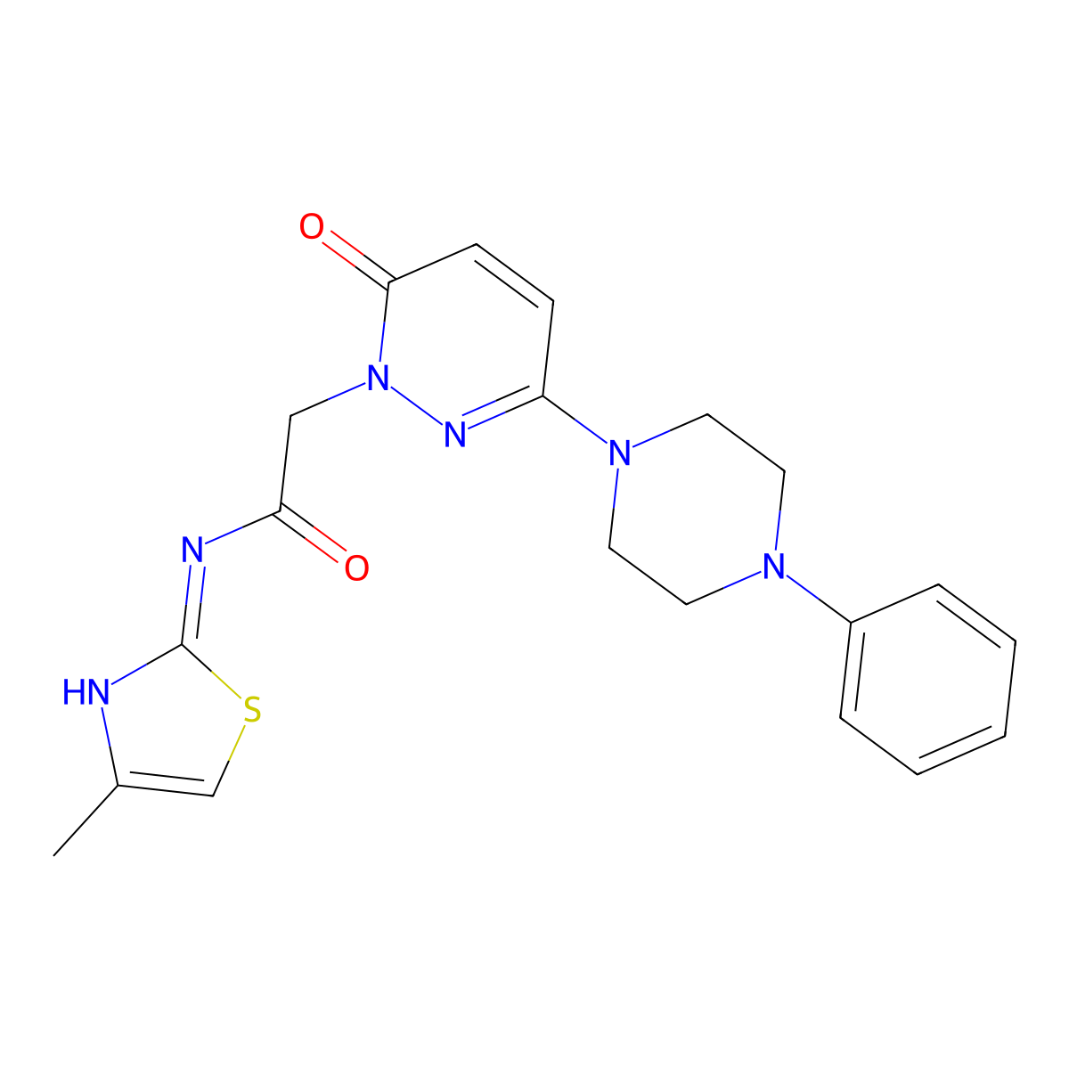 N-[(2Z)-4-methyl-1,3-thiazol-2(3H)-ylidene]-2-[6-oxo-3-(4-phenylpiperazin-1-yl)pyridazin-1(6H)-yl]acetamide molecular structure, CAS 1224172-96-6