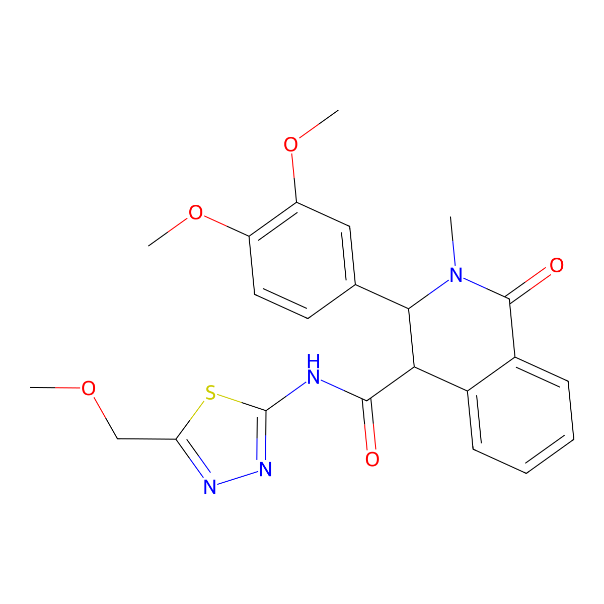 3-(3,4-dimethoxyphenyl)-N-[(2Z)-5-(methoxymethyl)-1,3,4-thiadiazol-2(3H)-ylidene]-2-methyl-1-oxo-1,2,3,4-tetrahydroisoquinoline-4-carboxamide molecular structure, CAS 1224172-98-8