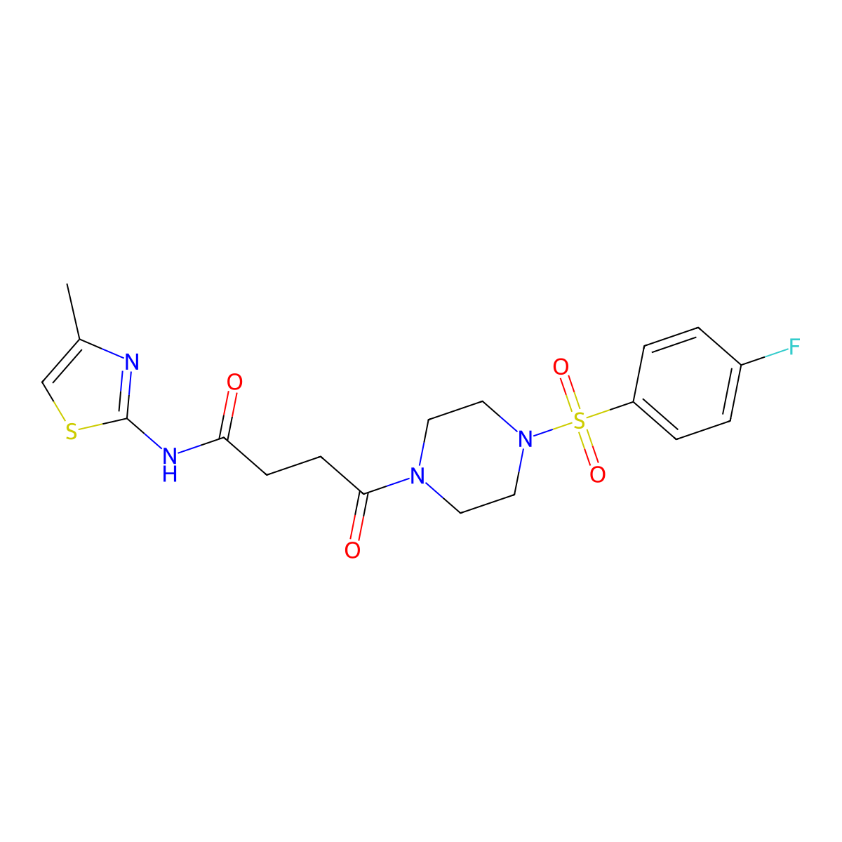 4-{4-[(4-fluorophenyl)sulfonyl]piperazin-1-yl}-N-[(2E)-4-methyl-1,3-thiazol-2(3H)-ylidene]-4-oxobutanamide molecular structure, CAS 1224173-01-6