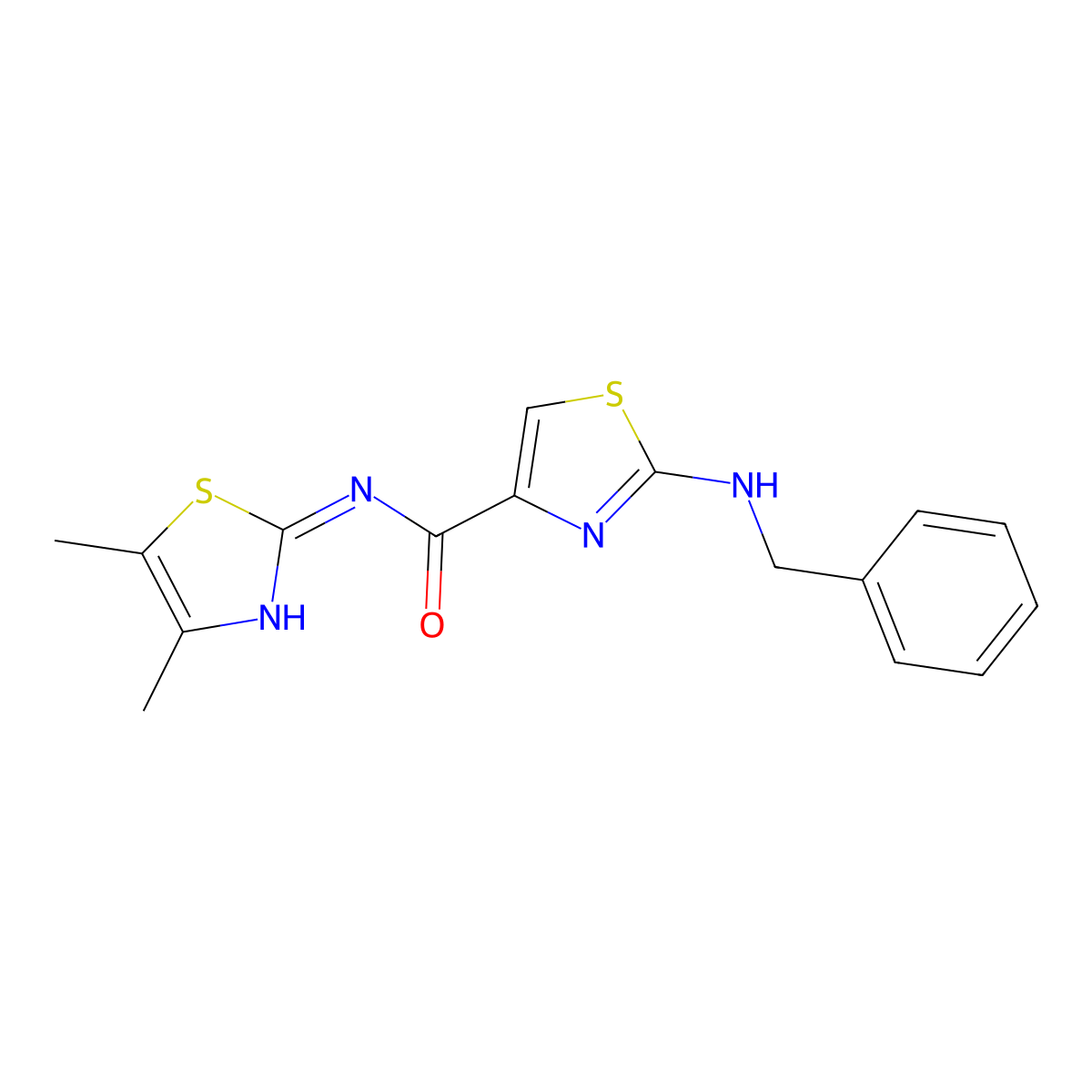 2-(benzylamino)-N-[(2E)-4,5-dimethyl-1,3-thiazol-2(3H)-ylidene]-1,3-thiazole-4-carboxamide molecular structure, CAS 1224173-04-9