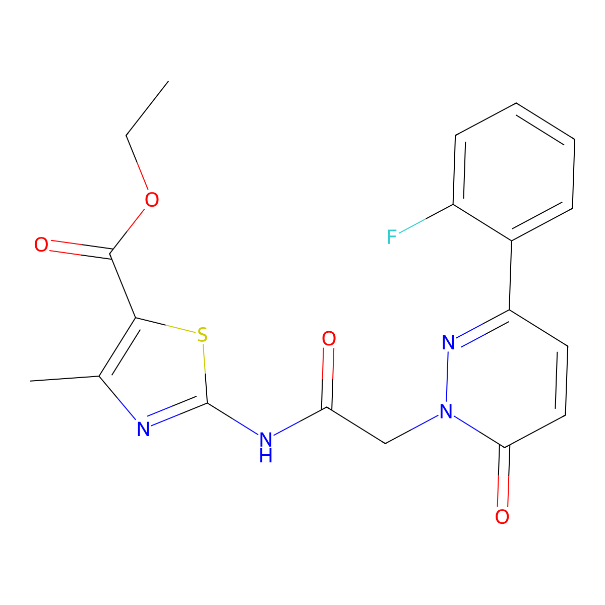ethyl 2-({[3-(2-fluorophenyl)-6-oxopyridazin-1(6H)-yl]acetyl}amino)-4-methyl-1,3-thiazole-5-carboxylate molecular structure, CAS 1224173-06-1