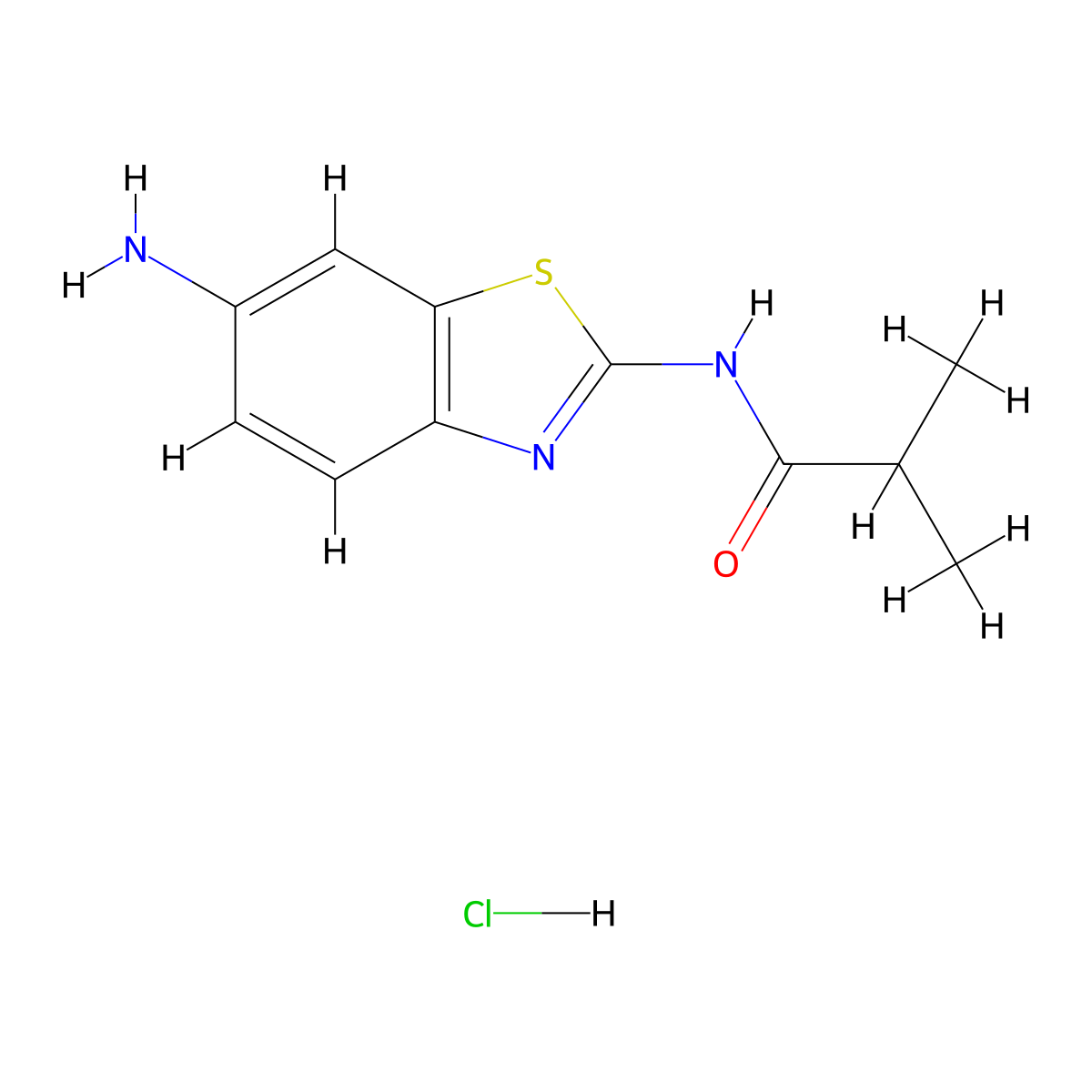 N-(6-aminobenzo[d]thiazol-2-yl)isobutyramide hydrochloride molecular structure, CAS 1224173-09-4