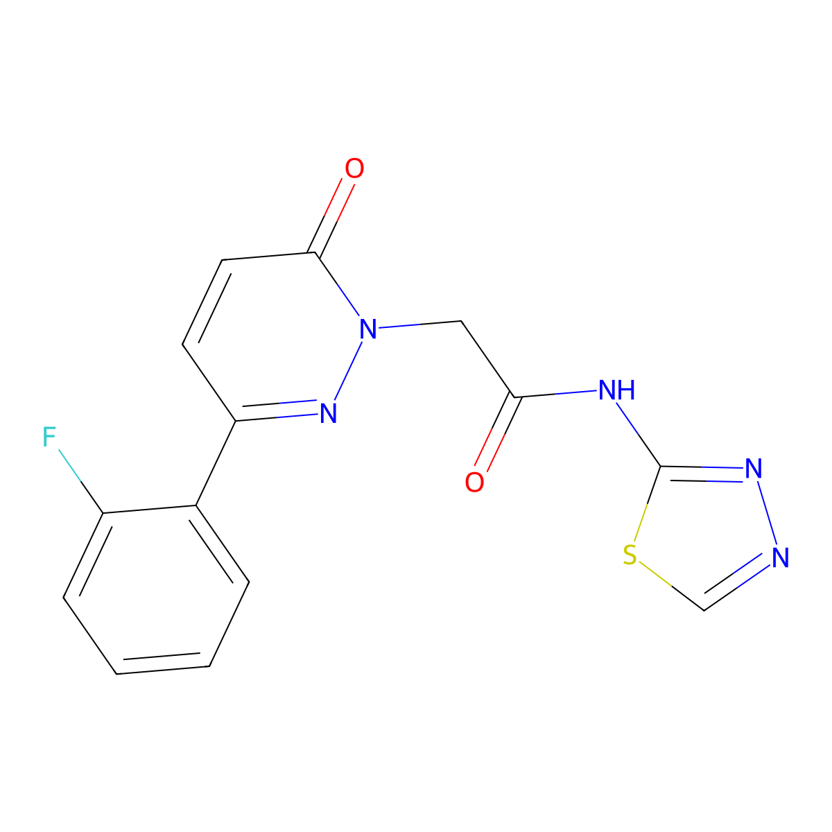 2-[3-(2-fluorophenyl)-6-oxopyridazin-1(6H)-yl]-N-[(2E)-1,3,4-thiadiazol-2(3H)-ylidene]acetamide molecular structure, CAS 1224173-19-6
