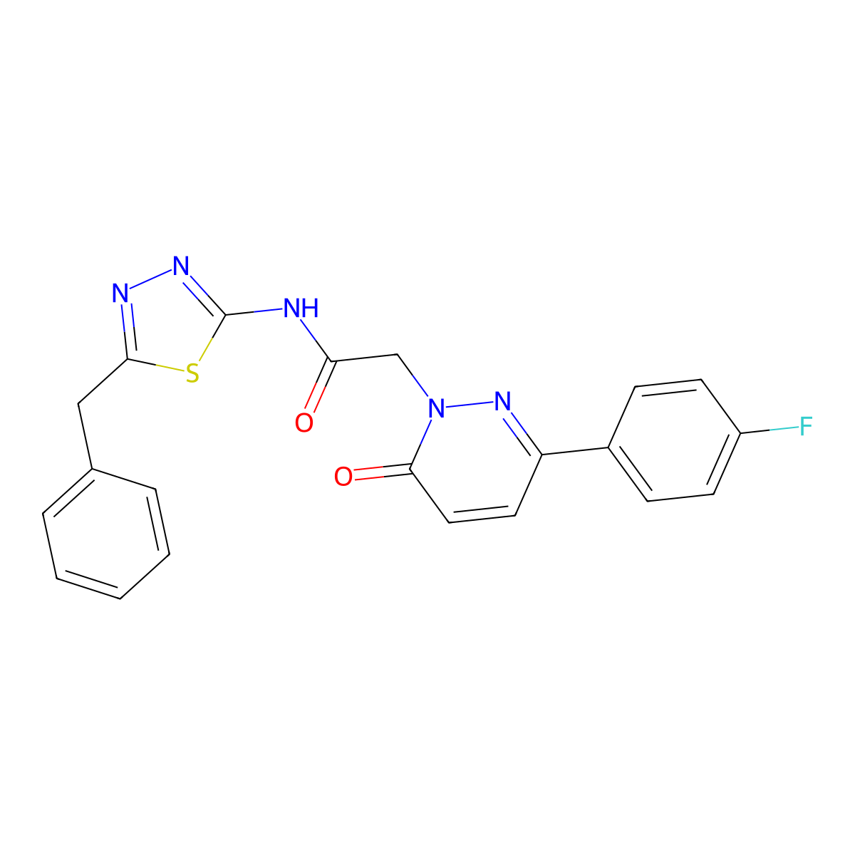 N-[(2E)-5-benzyl-1,3,4-thiadiazol-2(3H)-ylidene]-2-[3-(4-fluorophenyl)-6-oxopyridazin-1(6H)-yl]acetamide molecular structure, CAS 1224173-28-7