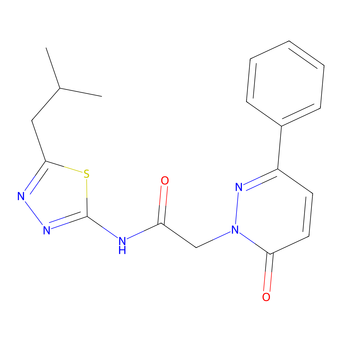 N-[(2E)-5-(2-methylpropyl)-1,3,4-thiadiazol-2(3H)-ylidene]-2-(6-oxo-3-phenylpyridazin-1(6H)-yl)acetamide molecular structure, CAS 1224173-34-5