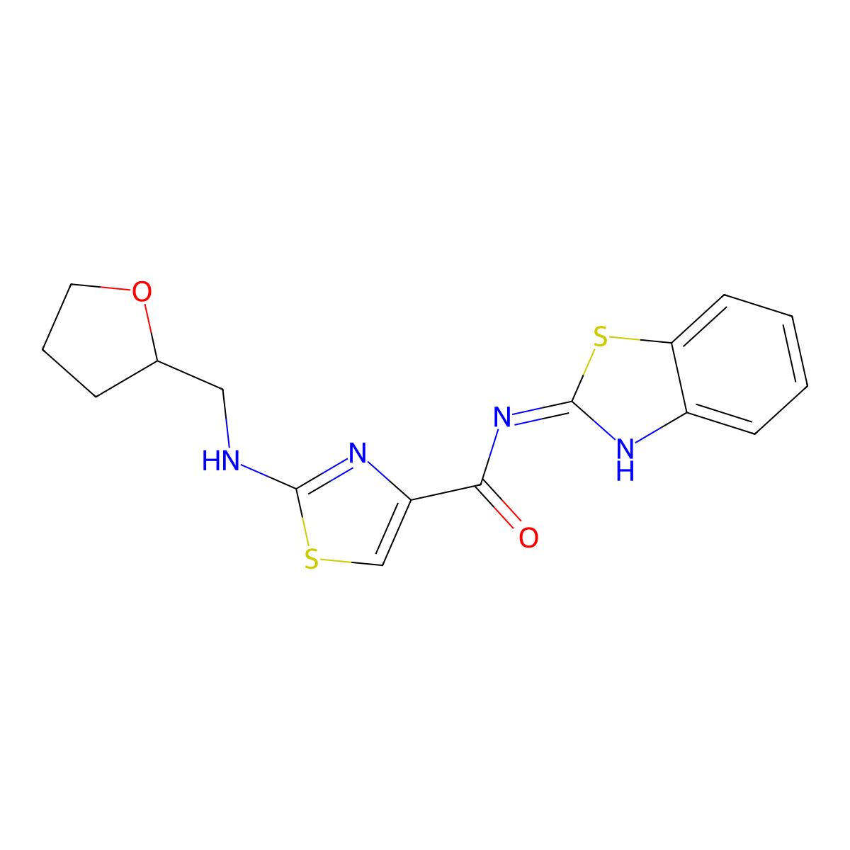 N-[(2E)-1,3-benzothiazol-2(3H)-ylidene]-2-[(tetrahydrofuran-2-ylmethyl)amino]-1,3-thiazole-4-carboxamide molecular structure, CAS 1224173-37-8