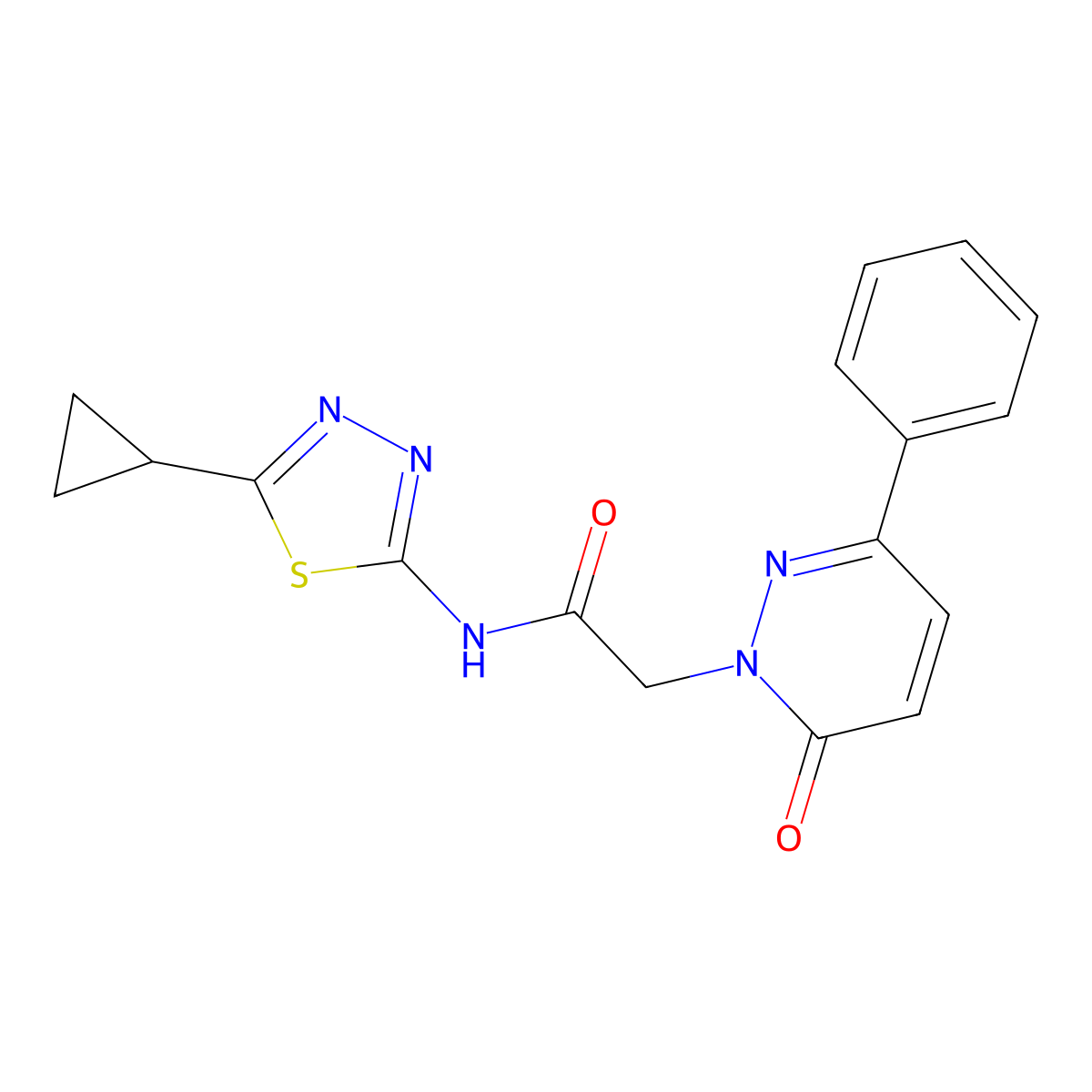 N-(5-cyclopropyl-1,3,4-thiadiazol-2-yl)-2-(6-oxo-3-phenylpyridazin-1(6H)-yl)acetamide molecular structure, CAS 1224173-38-9