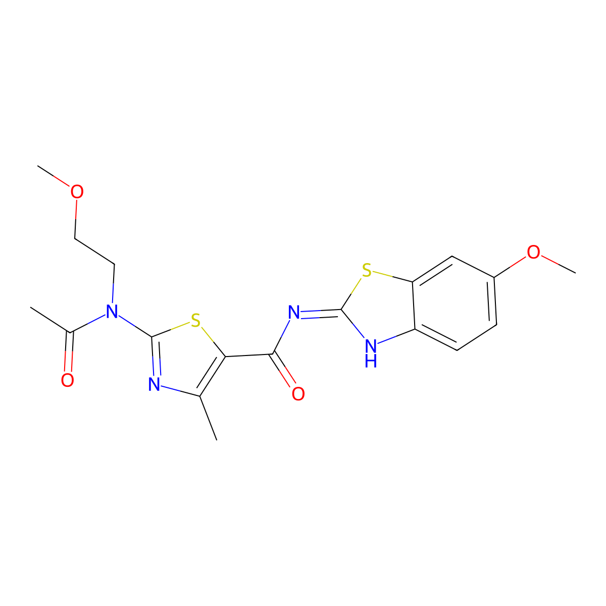 2-[acetyl(2-methoxyethyl)amino]-N-[(2E)-6-methoxy-1,3-benzothiazol-2(3H)-ylidene]-4-methyl-1,3-thiazole-5-carboxamide molecular structure, CAS 1224173-42-5