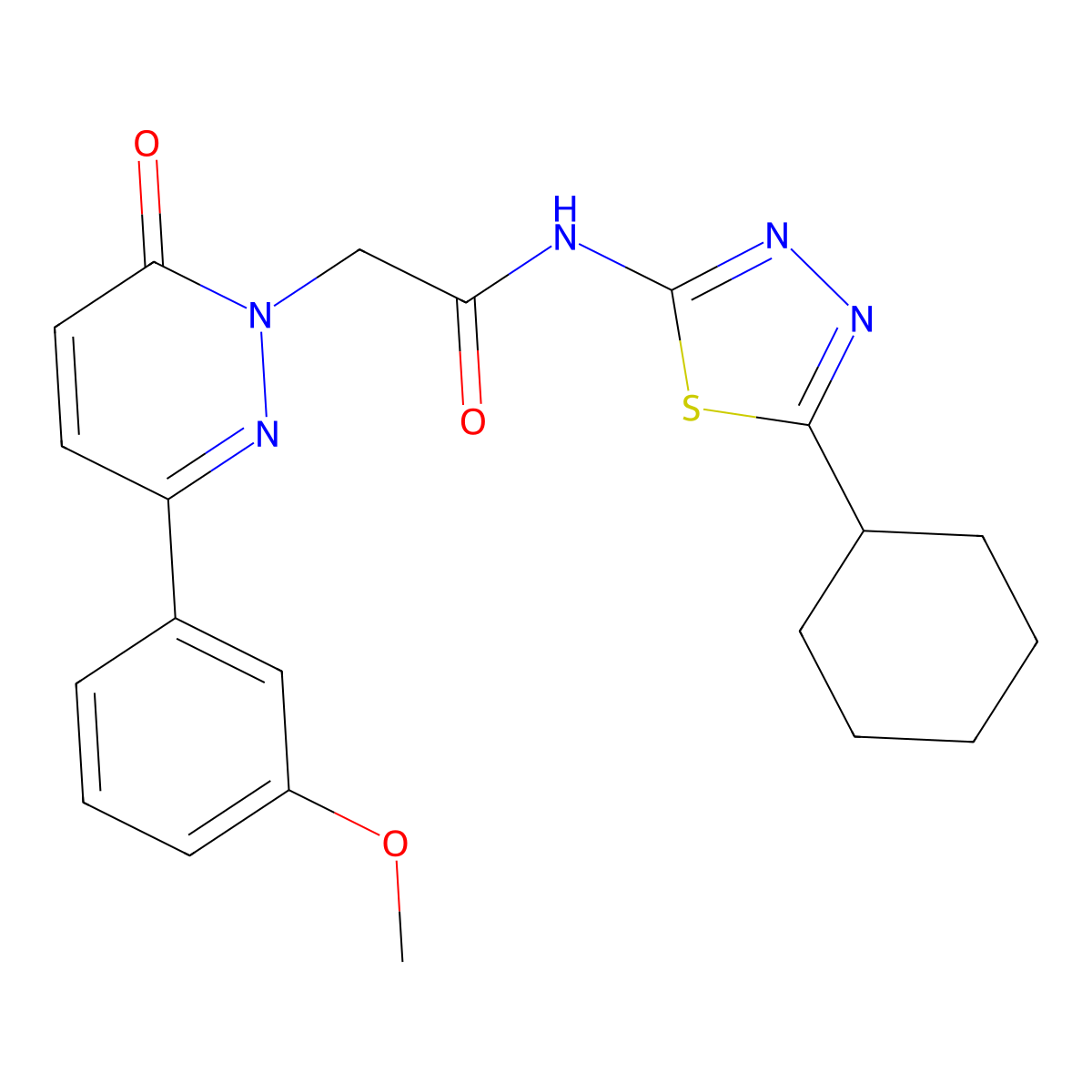 N-[(2E)-5-cyclohexyl-1,3,4-thiadiazol-2(3H)-ylidene]-2-[3-(3-methoxyphenyl)-6-oxopyridazin-1(6H)-yl]acetamide molecular structure, CAS 1224173-47-0