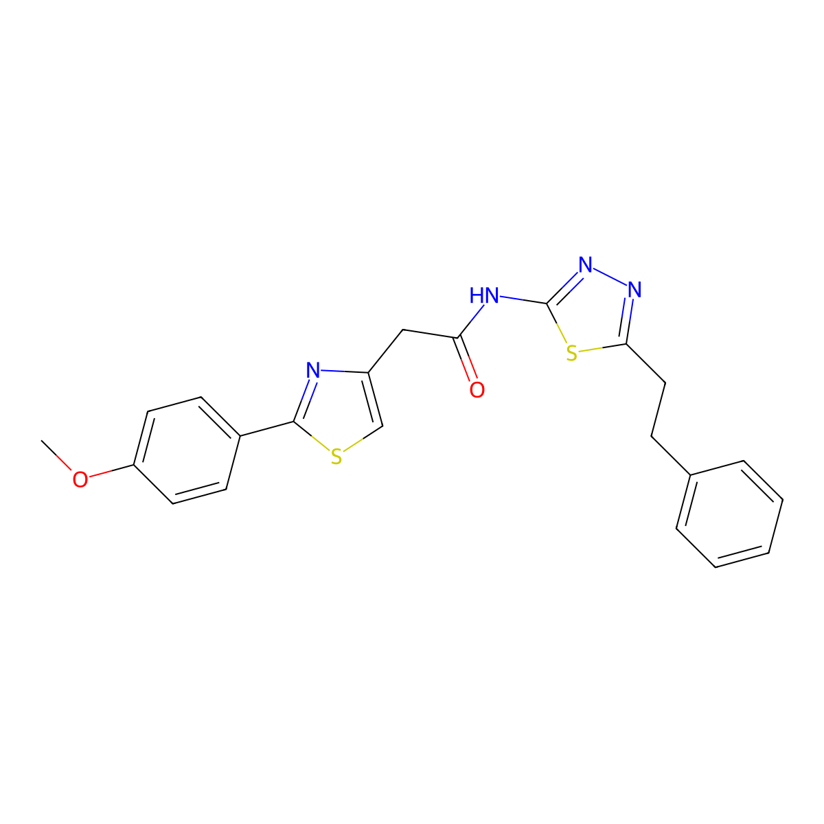 2-[2-(4-methoxyphenyl)-1,3-thiazol-4-yl]-N-[(2Z)-5-(2-phenylethyl)-1,3,4-thiadiazol-2(3H)-ylidene]acetamide molecular structure, CAS 1224173-50-5