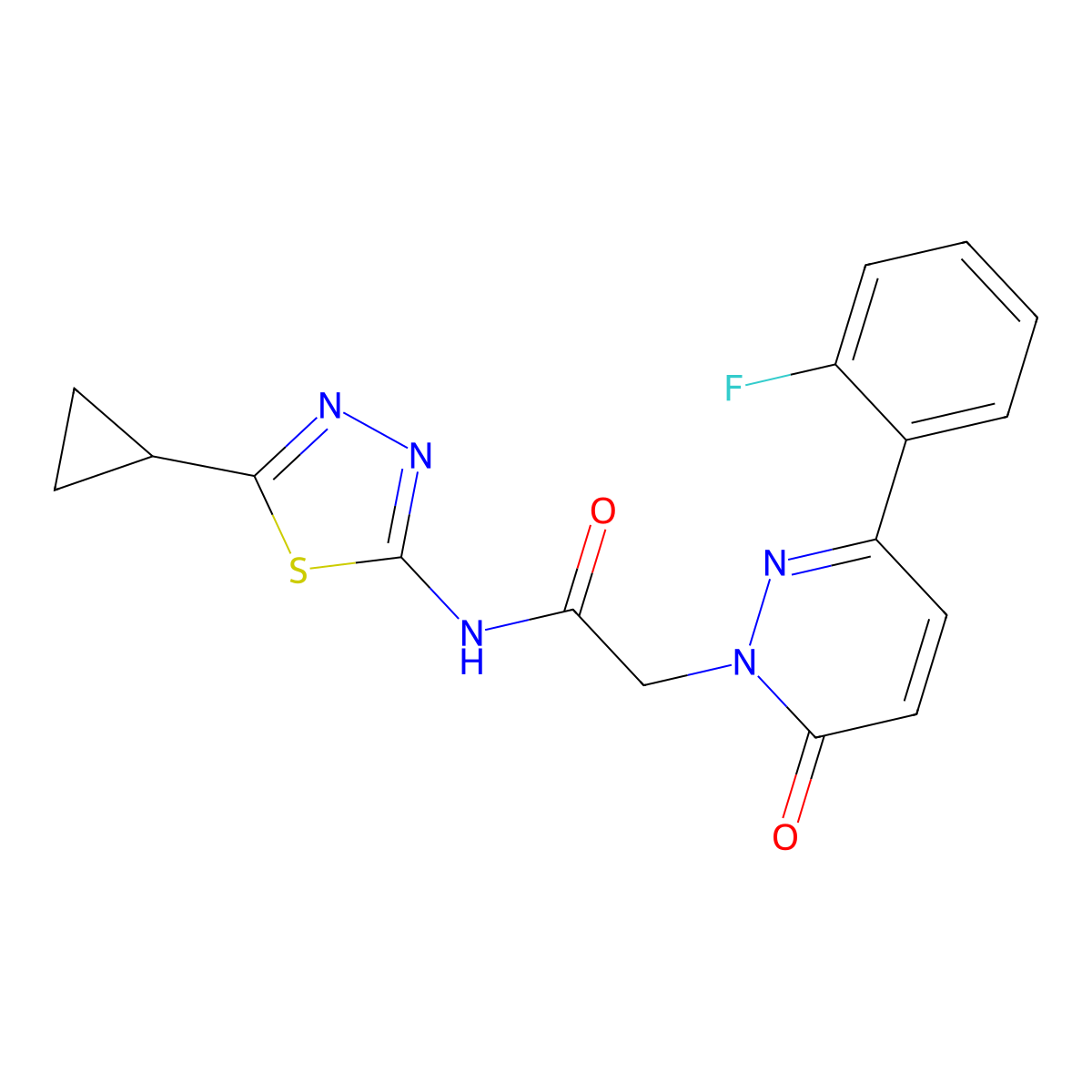 N-[(2E)-5-cyclopropyl-1,3,4-thiadiazol-2(3H)-ylidene]-2-[3-(2-fluorophenyl)-6-oxopyridazin-1(6H)-yl]acetamide molecular structure, CAS 1224173-52-7