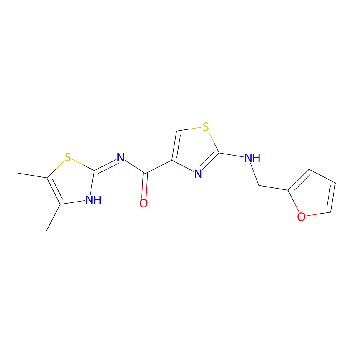 N-[(2E)-4,5-dimethyl-1,3-thiazol-2(3H)-ylidene]-2-[(furan-2-ylmethyl)amino]-1,3-thiazole-4-carboxamide molecular structure, CAS 1224173-56-1