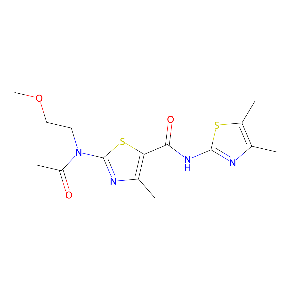 2-[acetyl(2-methoxyethyl)amino]-N-[(2E)-4,5-dimethyl-1,3-thiazol-2(3H)-ylidene]-4-methyl-1,3-thiazole-5-carboxamide molecular structure, CAS 1224173-71-0