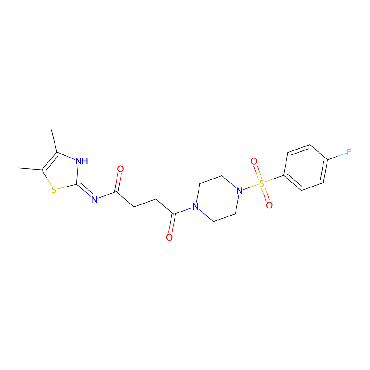 N-[(2E)-4,5-dimethyl-1,3-thiazol-2(3H)-ylidene]-4-{4-[(4-fluorophenyl)sulfonyl]piperazin-1-yl}-4-oxobutanamide molecular structure, CAS 1224173-94-7