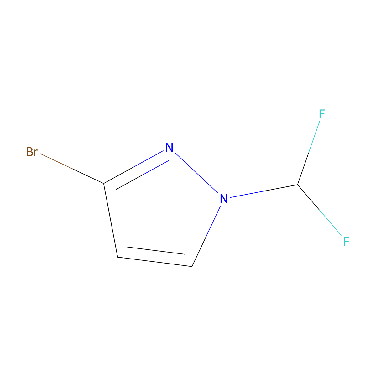 3-bromo-1-(difluoromethyl)-1H-pyrazole molecular structure, CAS 1224194-42-6