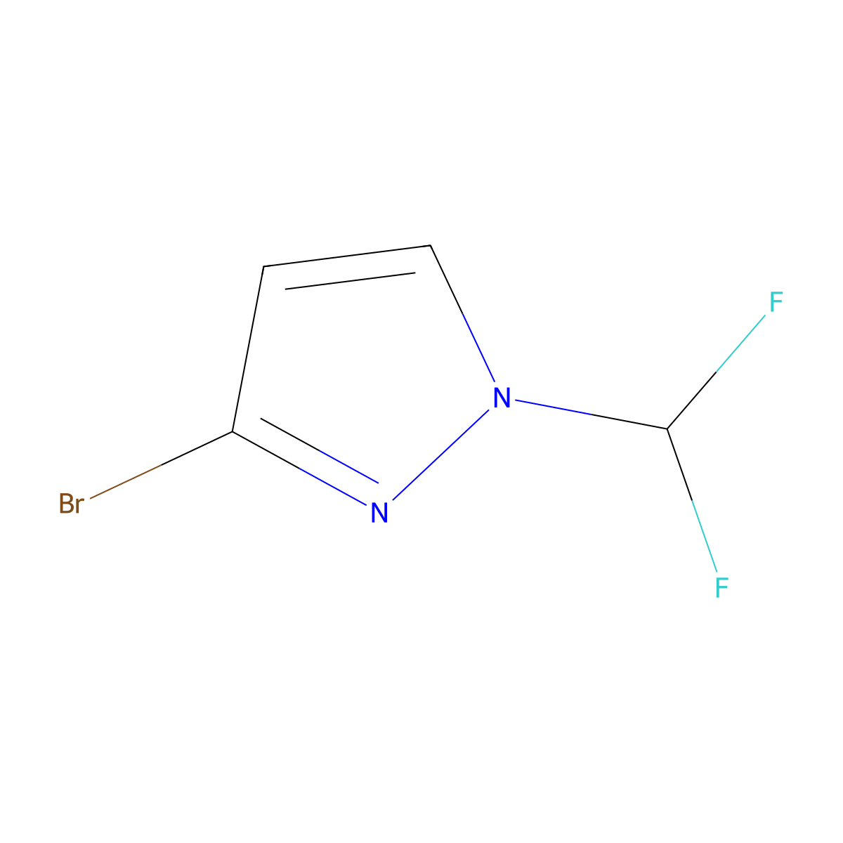 3-bromo-1-(difluoromethyl)-1H-pyrazole molecular structure, CAS 1224194-42-6