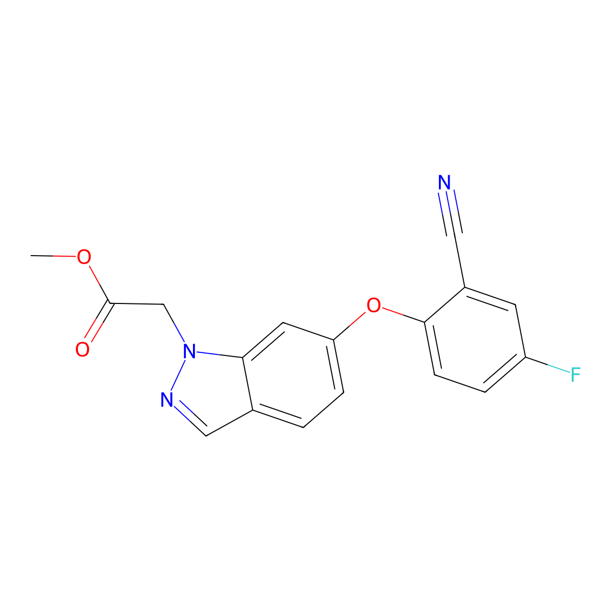 Methyl 2-(6-(2-cyano-4-fluorophenoxy)-1h-indazol-1-yl)acetate molecular structure, CAS 1224194-74-4