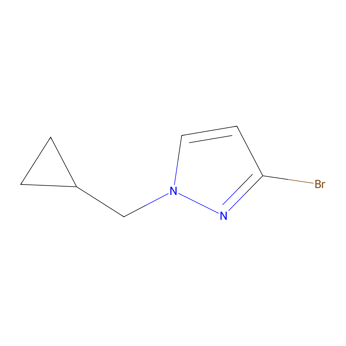 3-bromo-1-(cyclopropylmethyl)-1H-pyrazole molecular structure, CAS 1224194-80-2