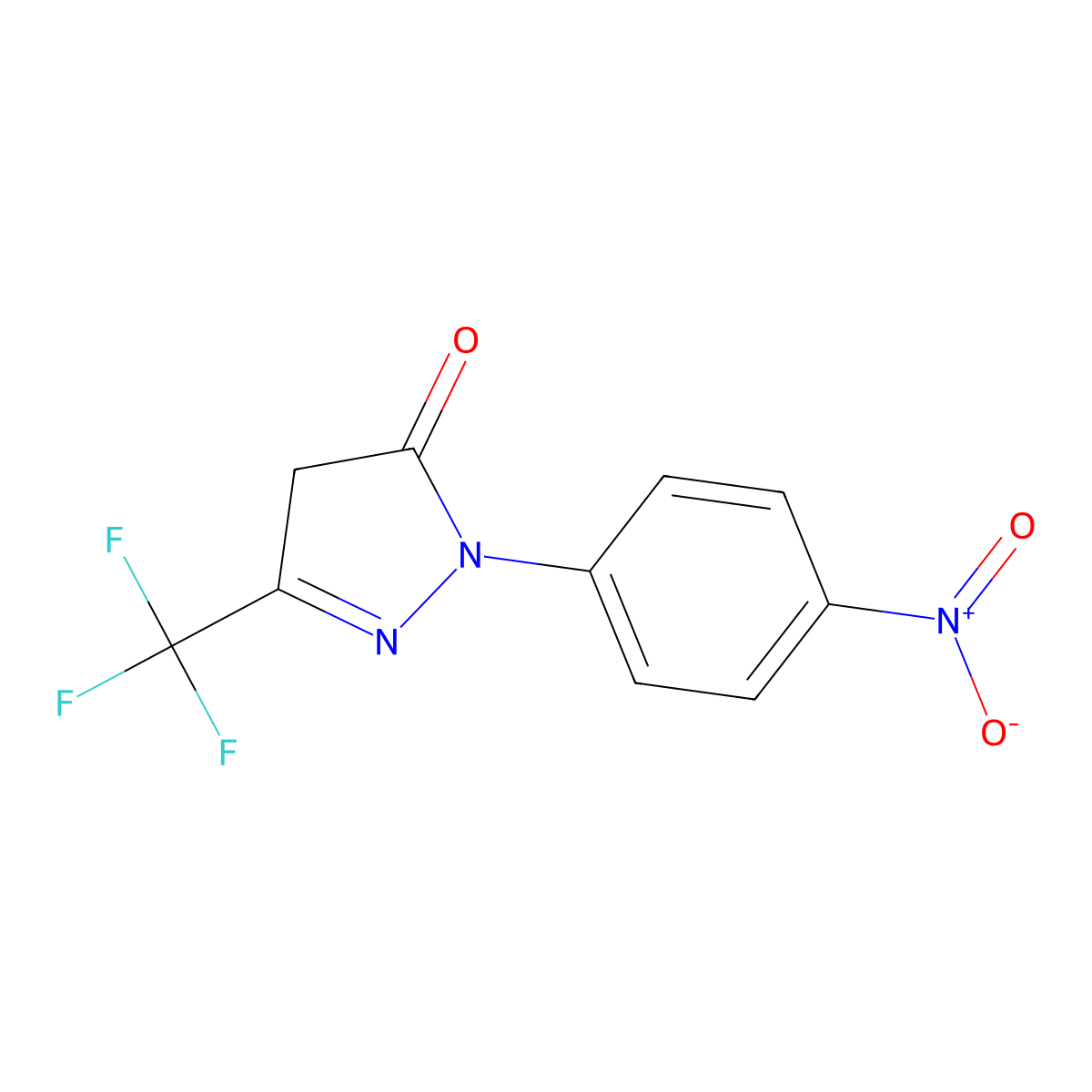 1-(4-Nitrophenyl)-3-(trifluoromethyl)-4,5-dihydro-1H-pyrazol-5-one molecular structure, CAS 122431-40-7