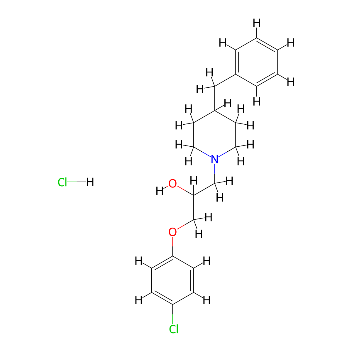 1-(4-Benzylpiperidin-1-yl)-3-(4-chlorophenoxy)propan-2-ol hydrochloride molecular structure, CAS 122432-09-1