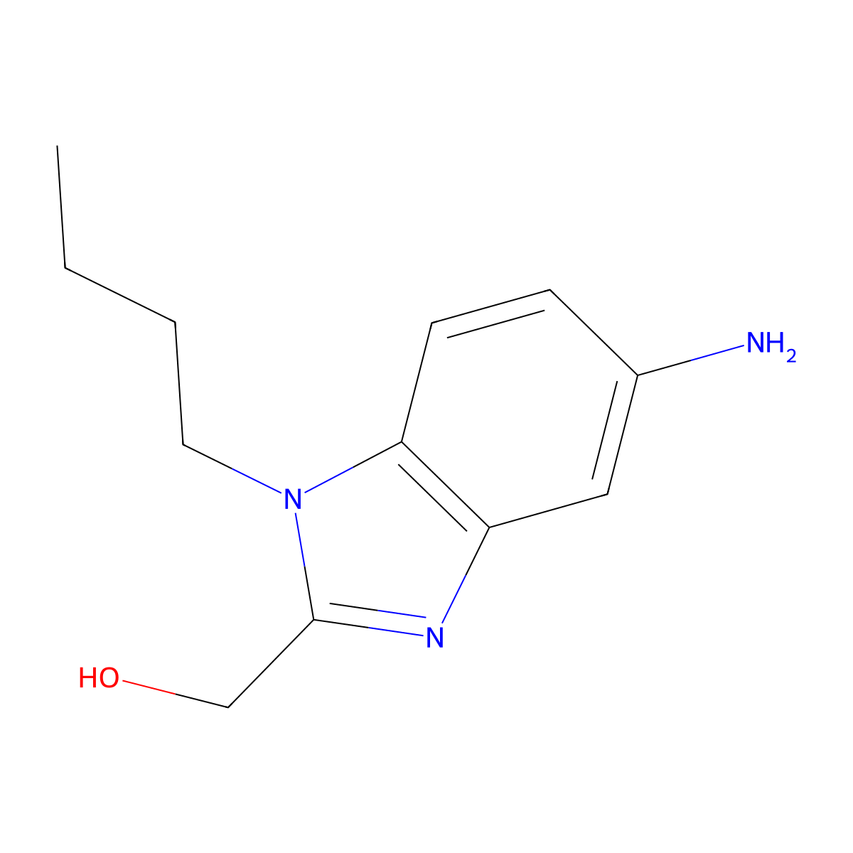 (5-amino-1-butyl-1H-1,3-benzodiazol-2-yl)methanol molecular structure, CAS 1224322-32-0