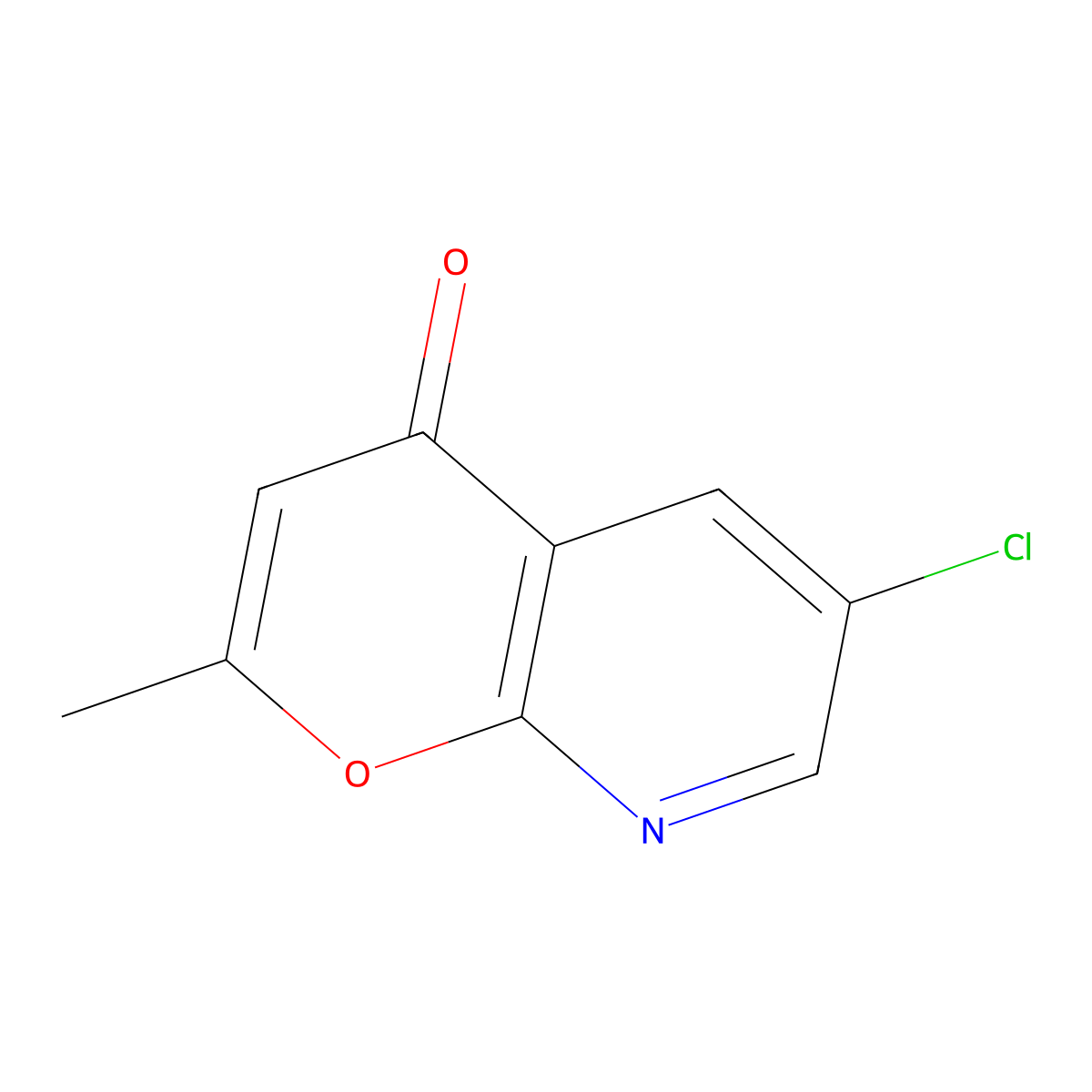 6-chloro-2-methyl-4H-pyrano[2,3-b]pyridin-4-one molecular structure, CAS 122433-39-0