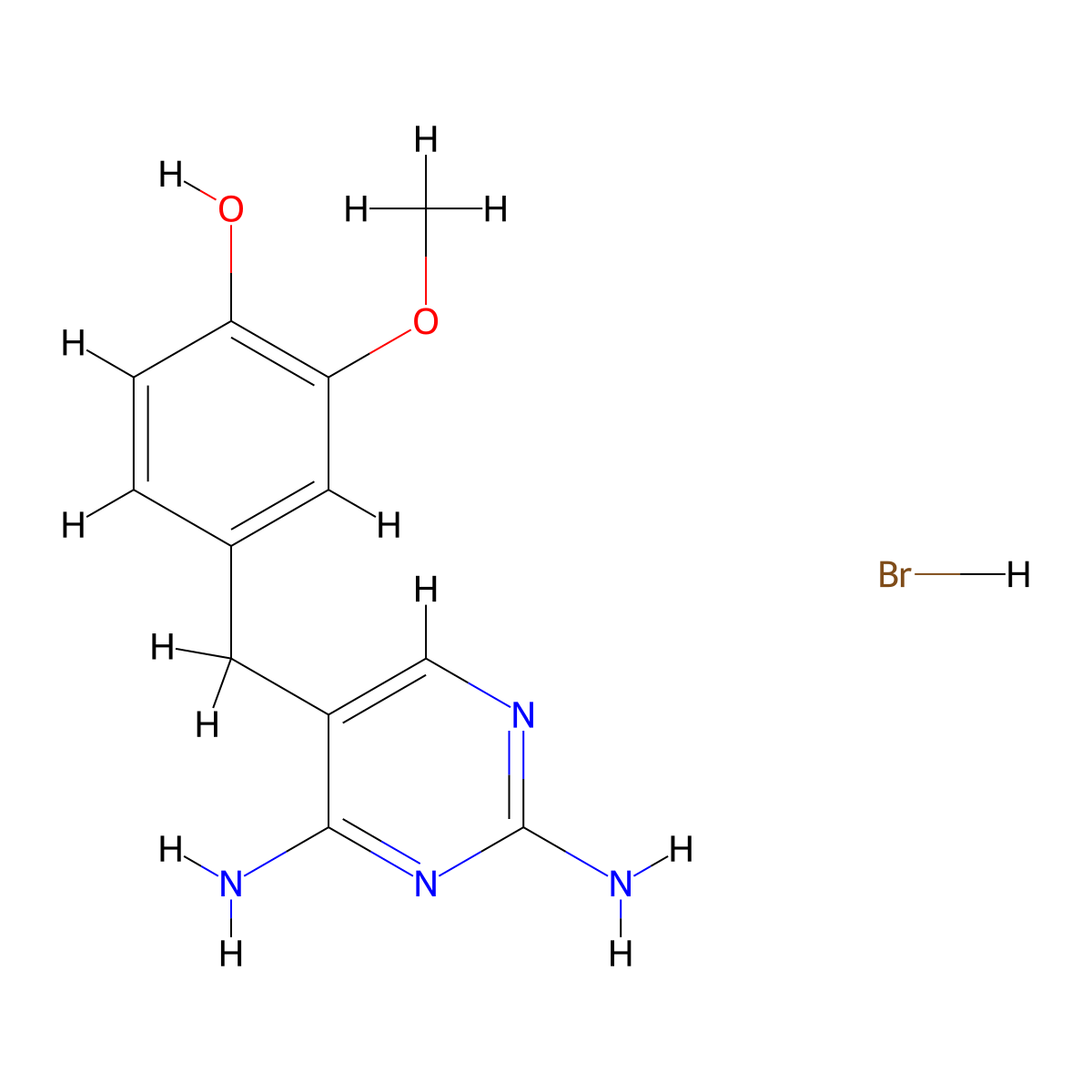 Phenol, 4-((2,4-diamino-5-pyrimidinyl)methyl)-2-methoxy-, monohydrobromide molecular structure, CAS 122439-97-8
