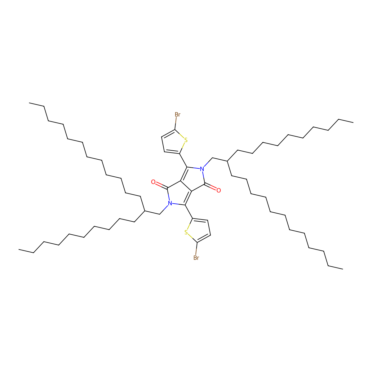 3,6-Bis(5-bromothiophen-2-yl)-2,5-bis(2-decyltetradecyl)pyrrolo[3,4-c]pyrrole-1,4(2H,5H)-dione molecular structure, CAS 1224430-28-7