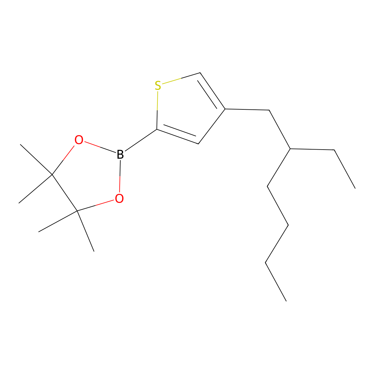 4-(2-Ethylhexyl)-2-(4,4,5,5-tetramethyl-1,3,2-dioxaborolan-2-yl)thiophene molecular structure, CAS 1224430-50-5