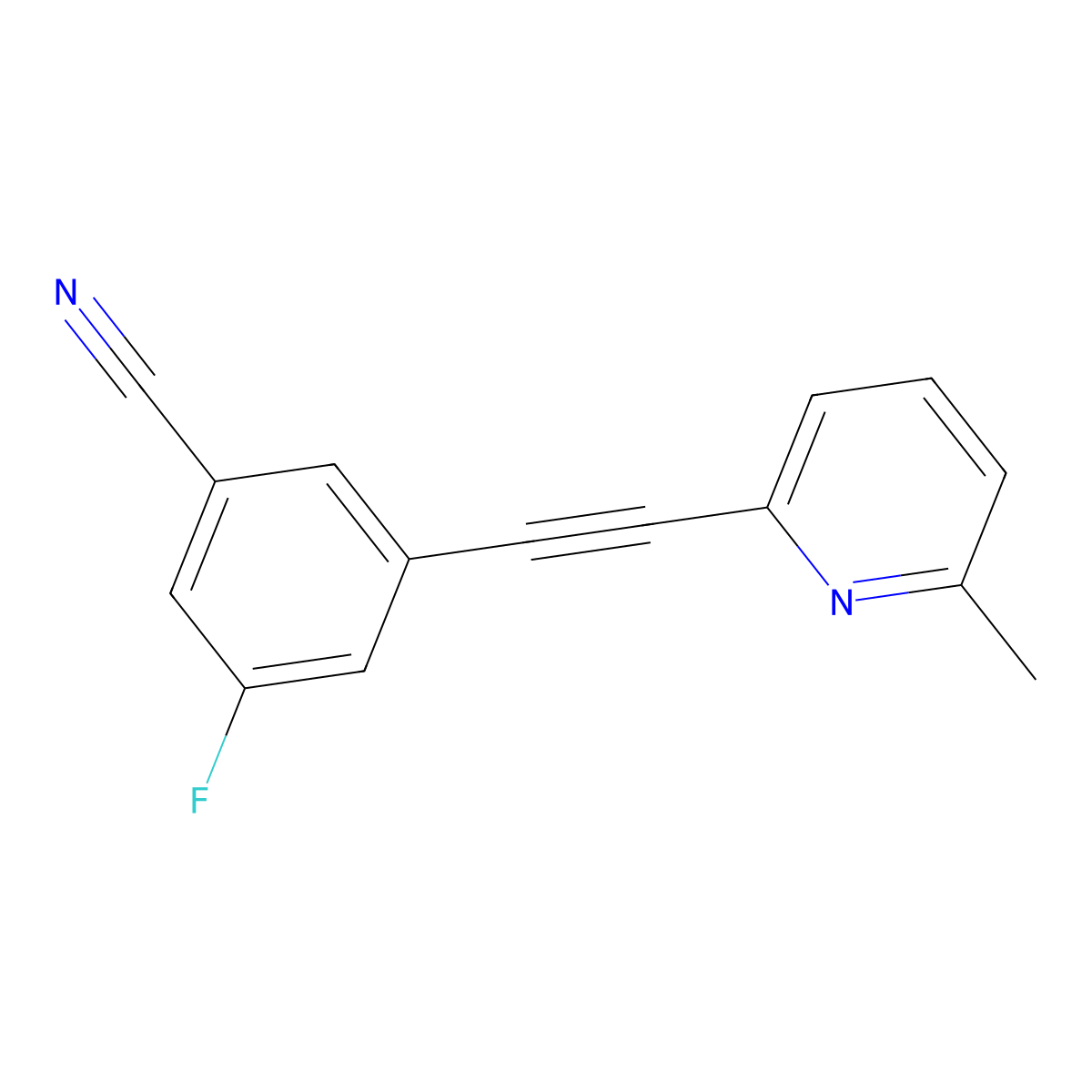 3-(2-(6-Methylpyridin-2-yl)ethynyl)-5-fluorobenzonitrile molecular structure, CAS 1224431-15-5