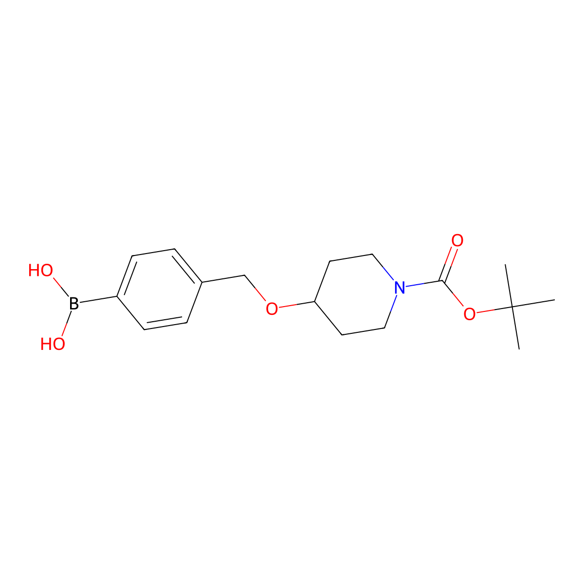 (4-(((1-(Tert-butoxycarbonyl)piperidin-4-yl)oxy)methyl)phenyl)boronic acid molecular structure, CAS 1224449-13-1