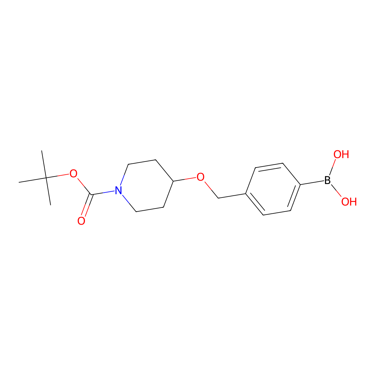 (4-(((1-(Tert-butoxycarbonyl)piperidin-4-yl)oxy)methyl)phenyl)boronic acid molecular structure, CAS 1224449-13-1
