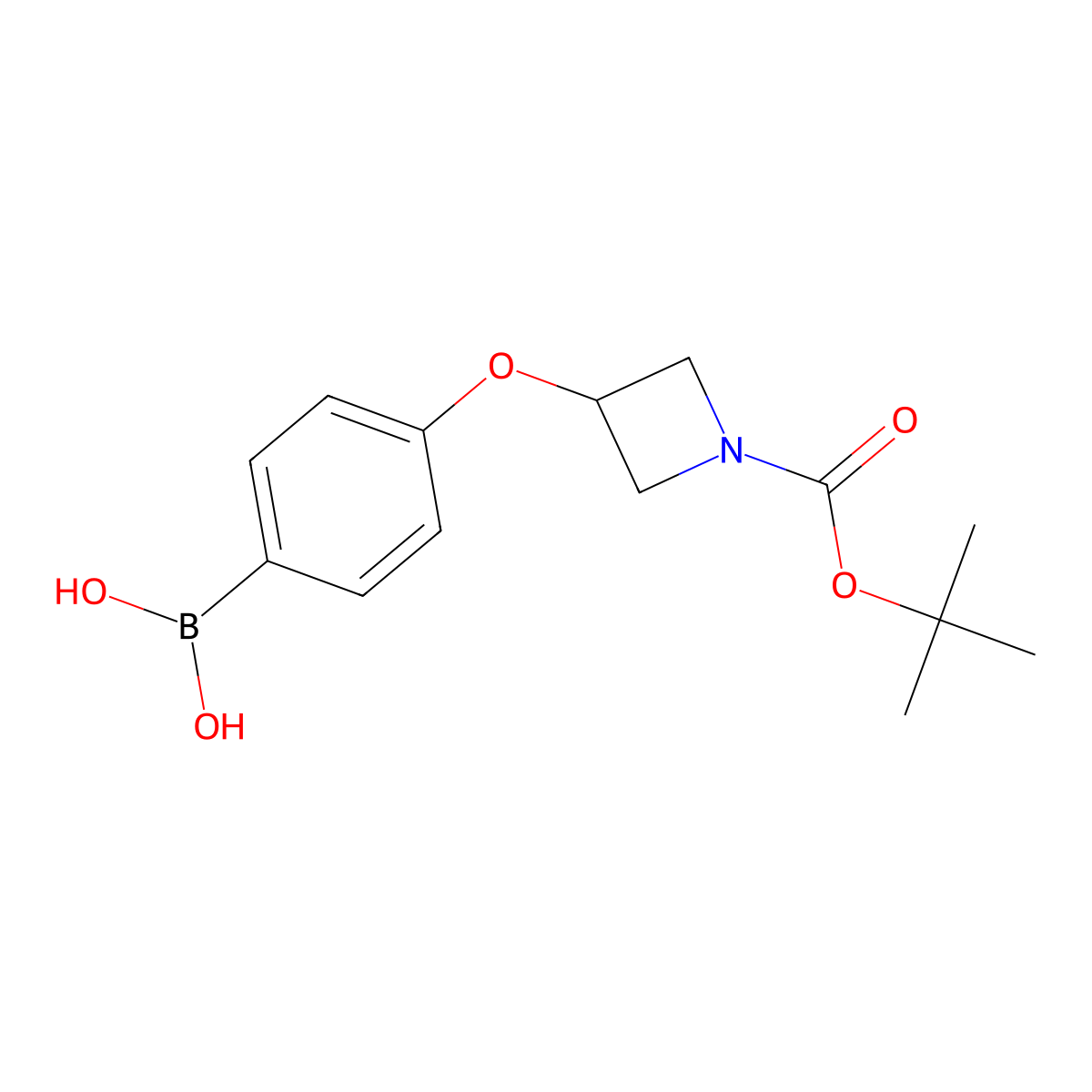 (4-((1-(tert-Butoxycarbonyl)azetidin-3-yl)oxy)phenyl)boronic acid molecular structure, CAS 1224449-18-6