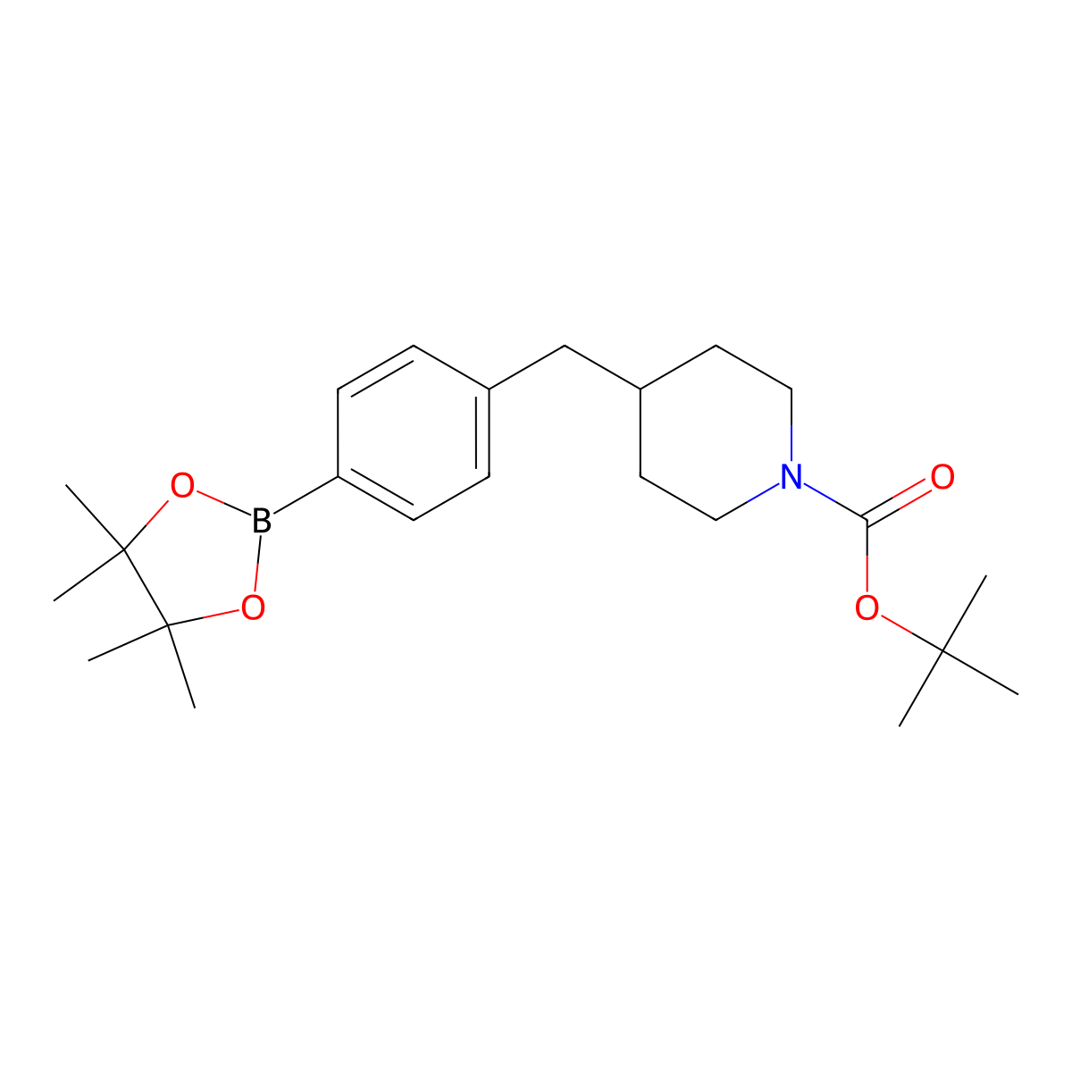 Tert-butyl 4-(4-(4,4,5,5-tetramethyl-1,3,2-dioxaborolan-2-YL)benzyl)piperidine-1-carboxylate molecular structure, CAS 1224449-34-6