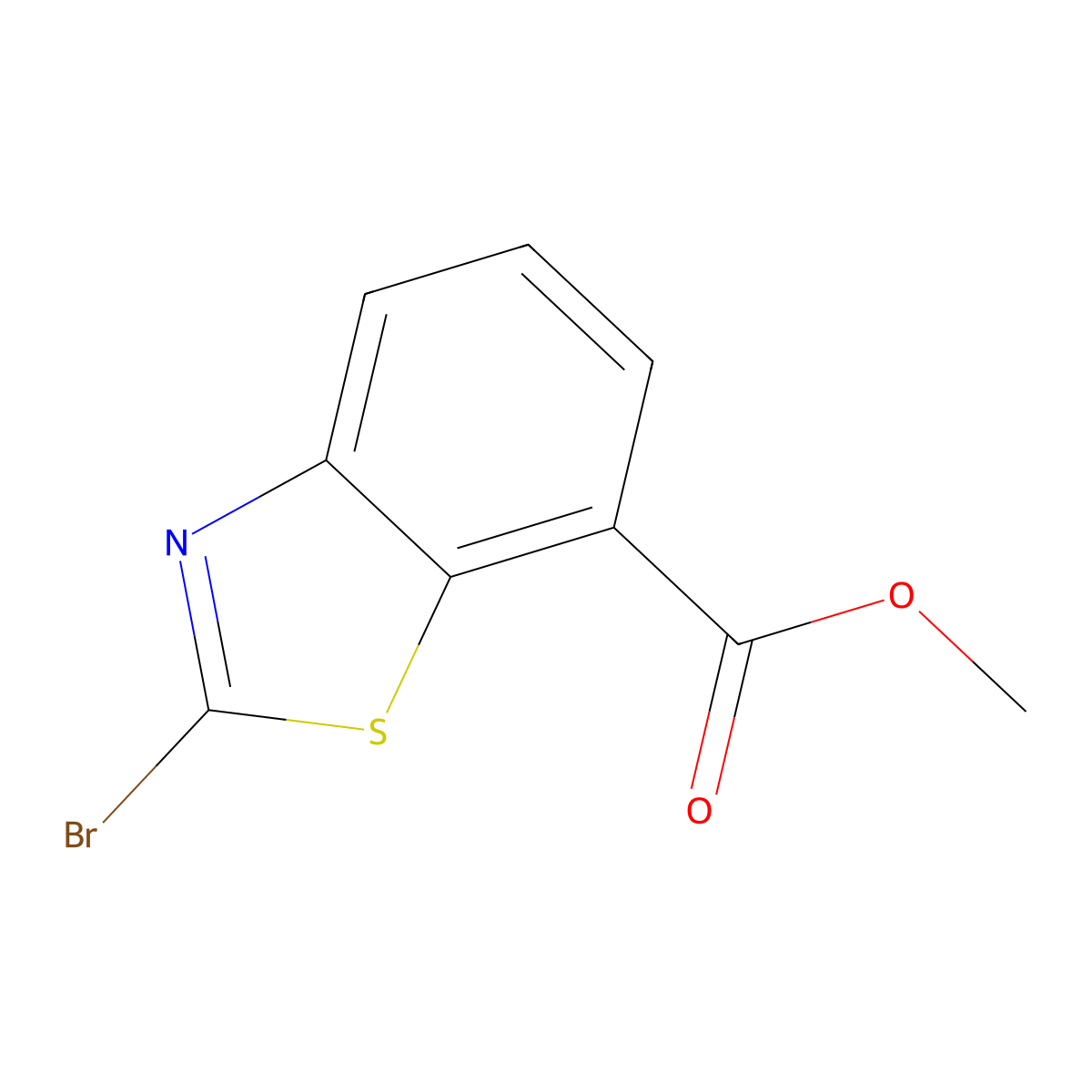 Methyl 2-bromo-1,3-benzothiazole-7-carboxylate molecular structure, CAS 1224465-03-5