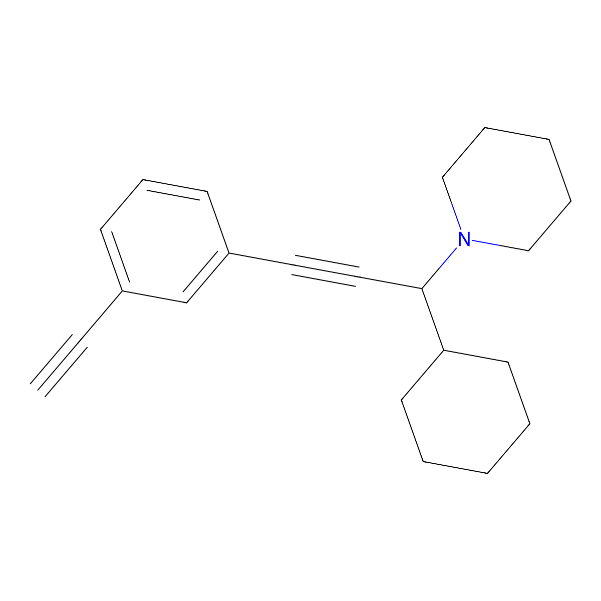 1-(1-Cyclohexyl-3-(3-ethynylphenyl)prop-2-yn-1-yl)piperidine molecular structure, CAS 1224508-42-2