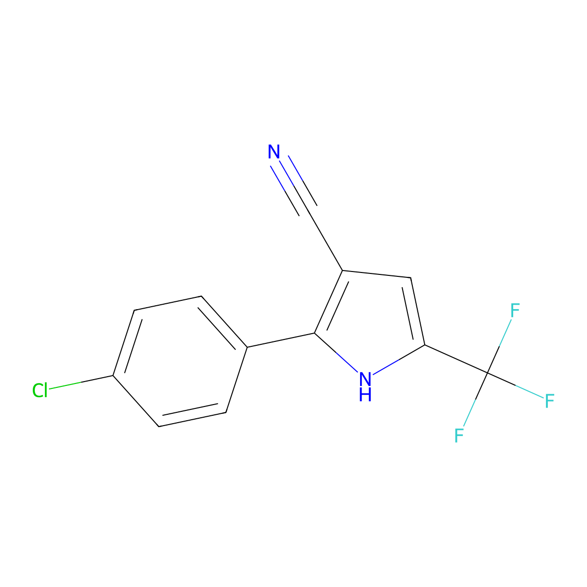 2-(4-chlorophenyl)-5-(trifluoromethyl)-1H-pyrrole-3-carbonitrile molecular structure, CAS 122454-23-3