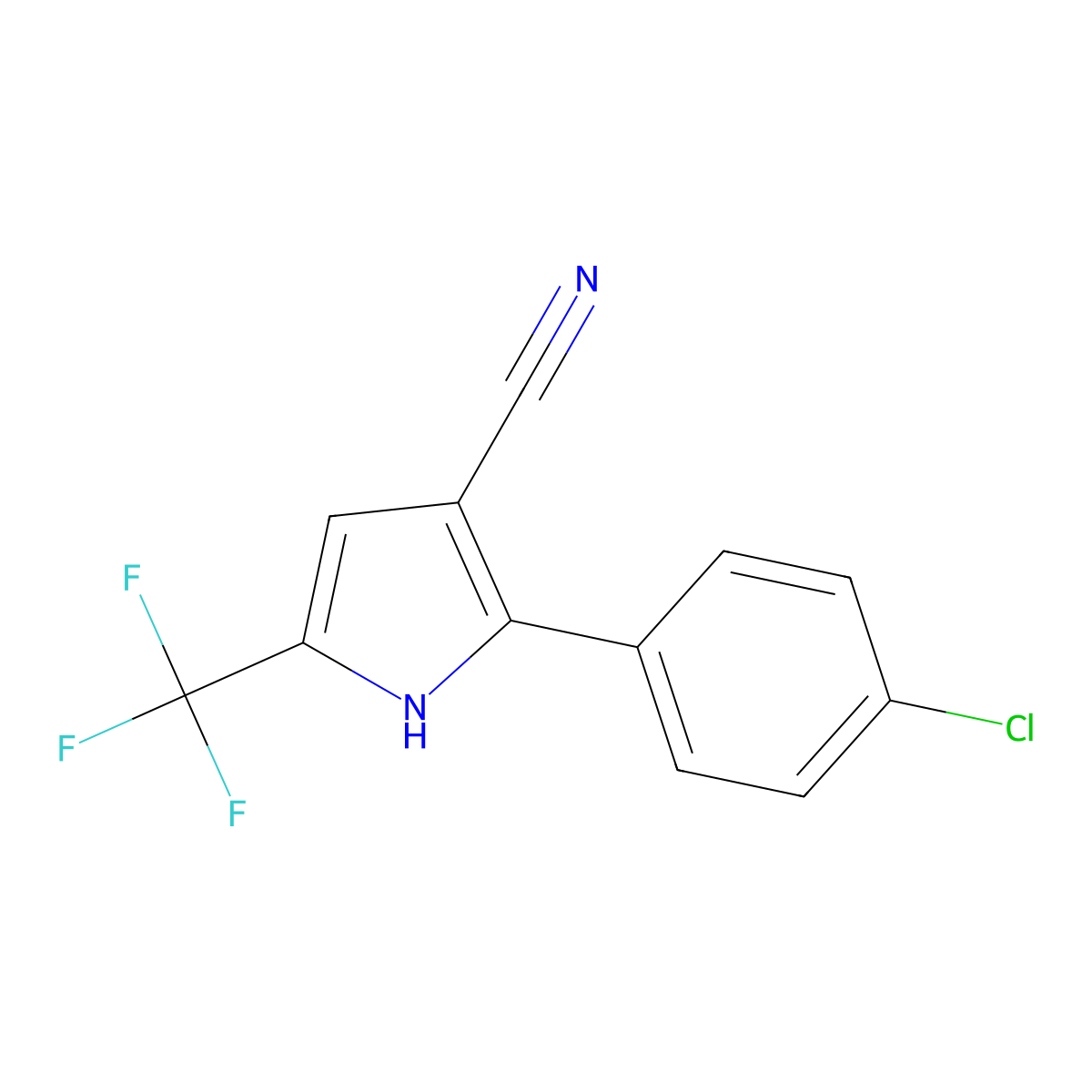 2-(4-chlorophenyl)-5-(trifluoromethyl)-1H-pyrrole-3-carbonitrile molecular structure, CAS 122454-23-3