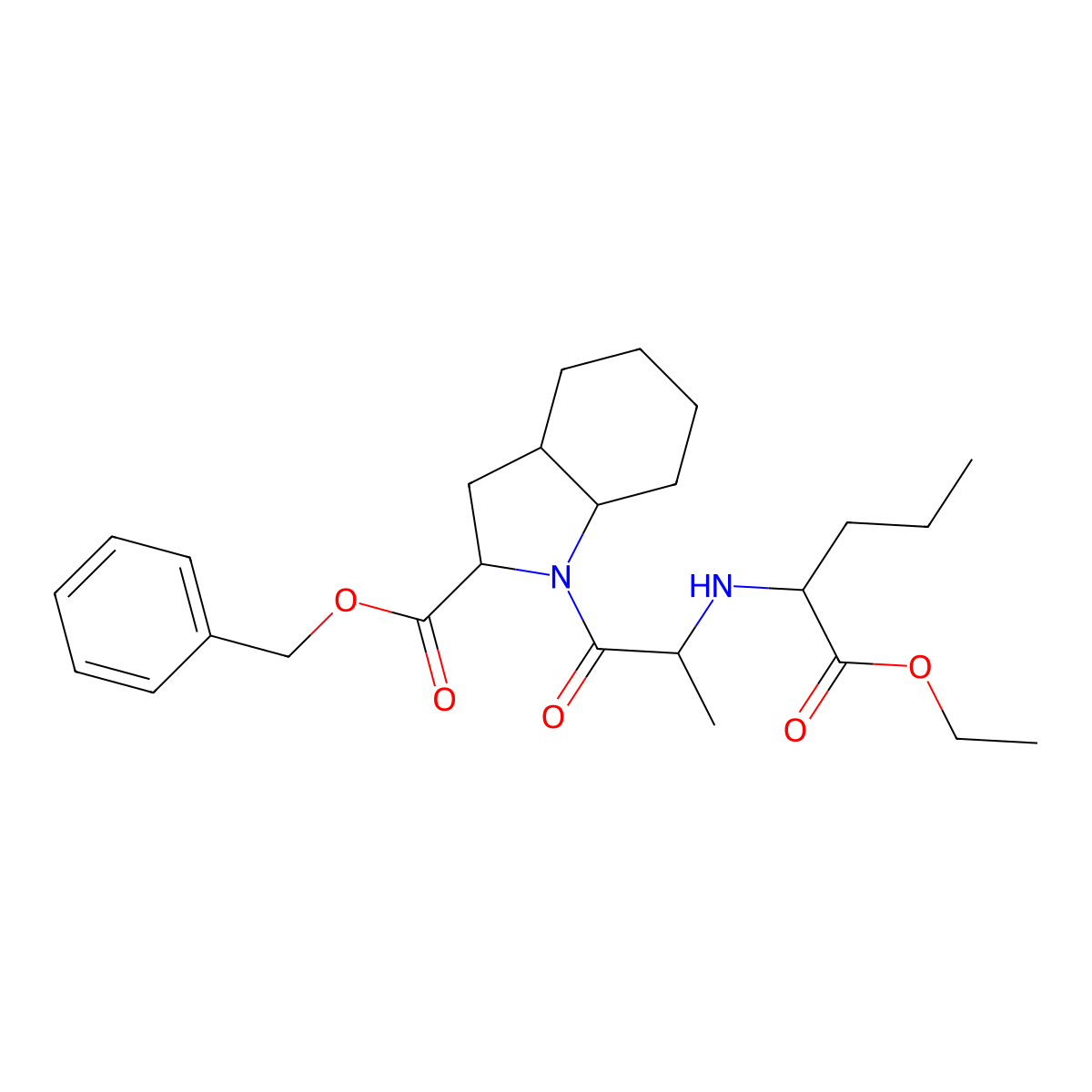 Benzyl 1-[2-[(1-ethoxy-1-oxopentan-2-yl)amino]propanoyl]-2,3,3a,4,5,6,7,7a-octahydroindole-2-carboxylate molecular structure, CAS 122454-52-8