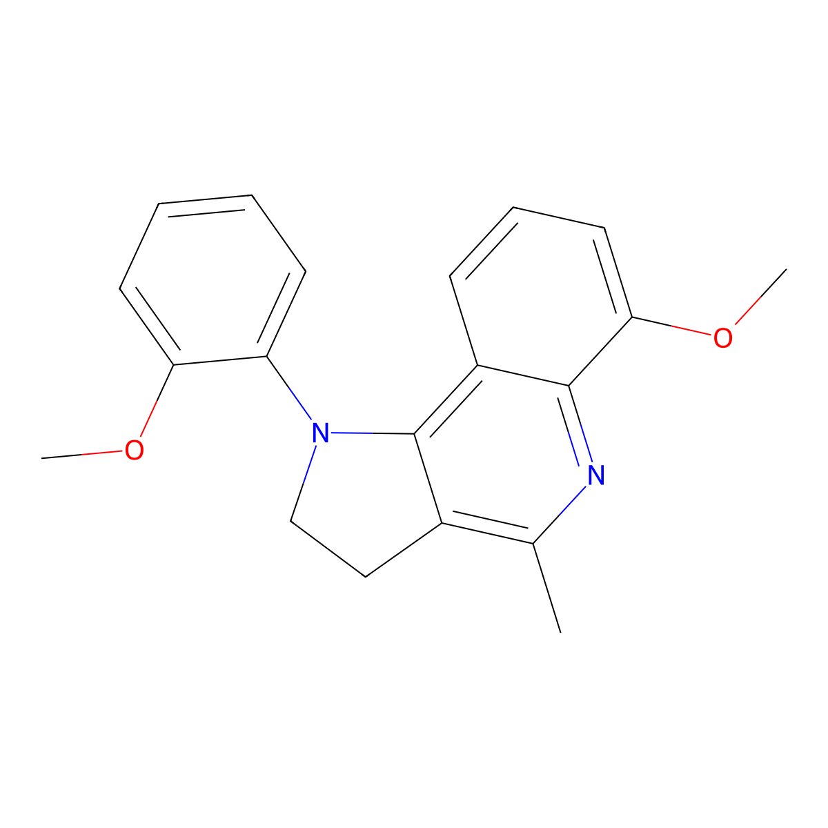 2-(6-methoxy-4-methyl-2,3-dihydro-1H-pyrrolo[3,2-c]quinolin-1-yl)phenyl methyl ether molecular structure, CAS 122456-44-4