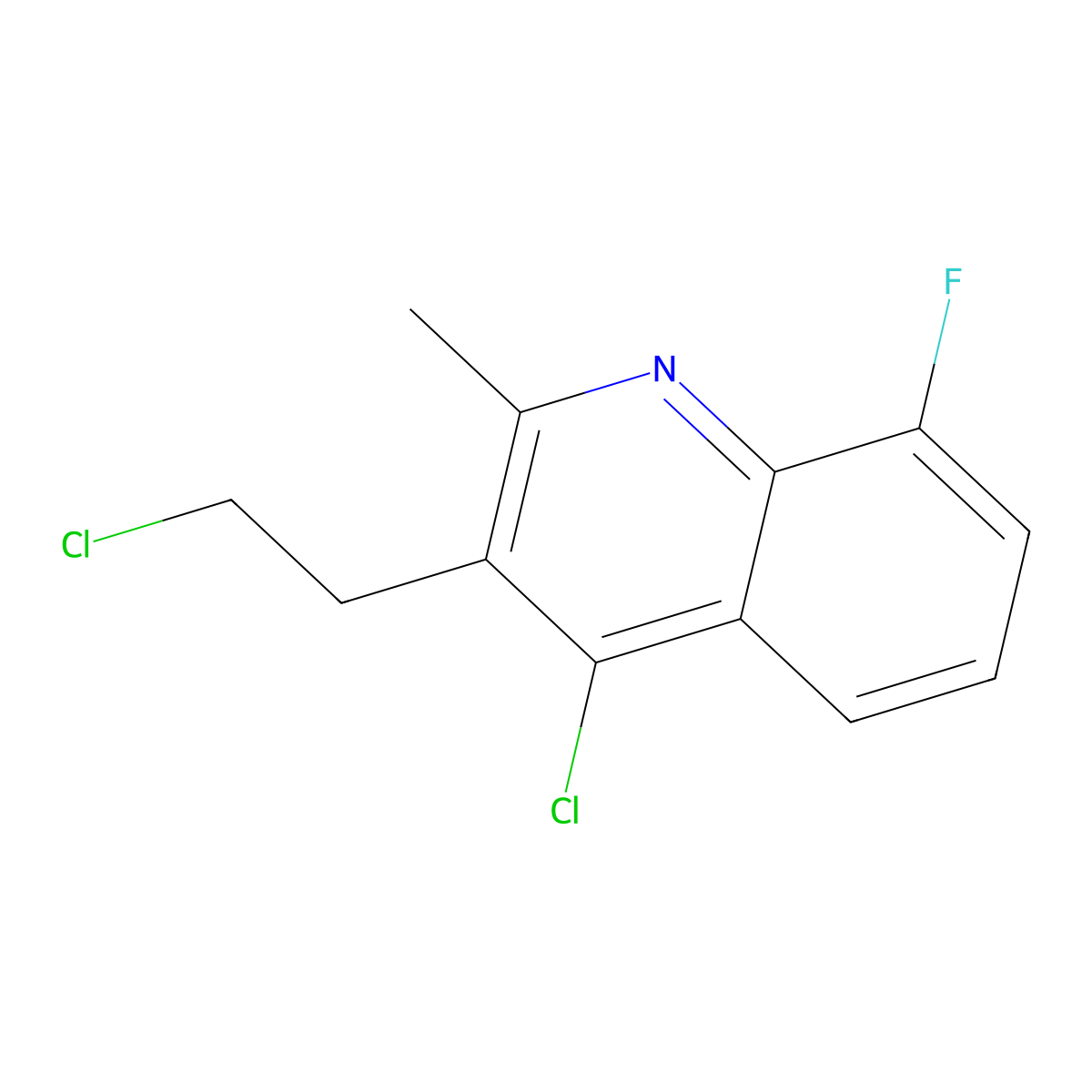 4-Chloro-3-(2-chloroethyl)-8-fluoro-2-methylquinoline molecular structure, CAS 122456-61-5