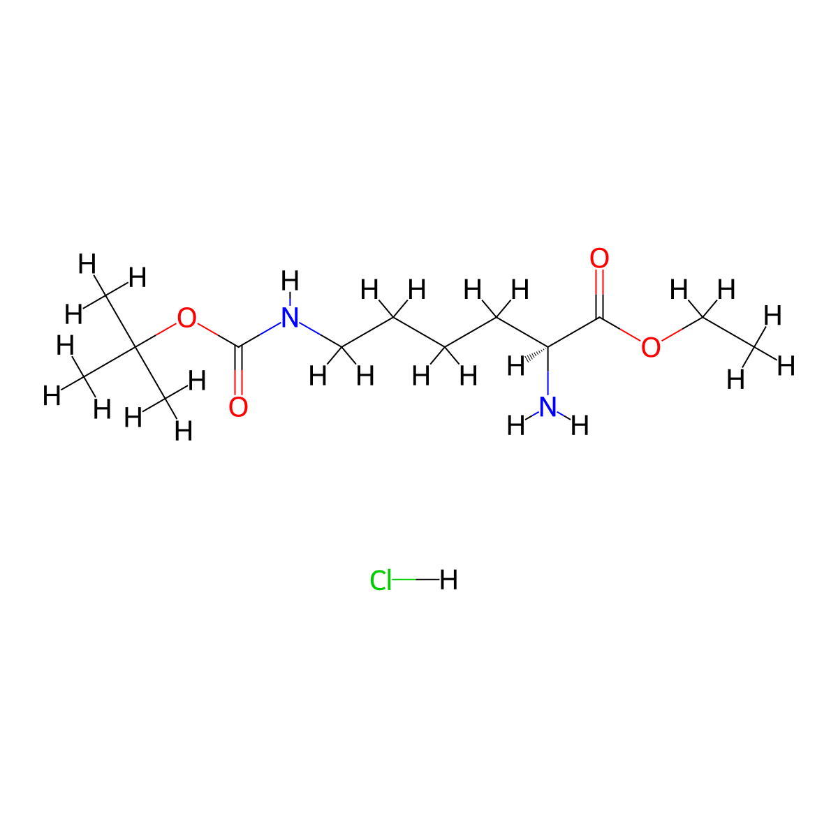 (S)-Ethyl 2-amino-6-((tert-butoxycarbonyl)amino)hexanoate hydrochloride molecular structure, CAS 122456-82-0