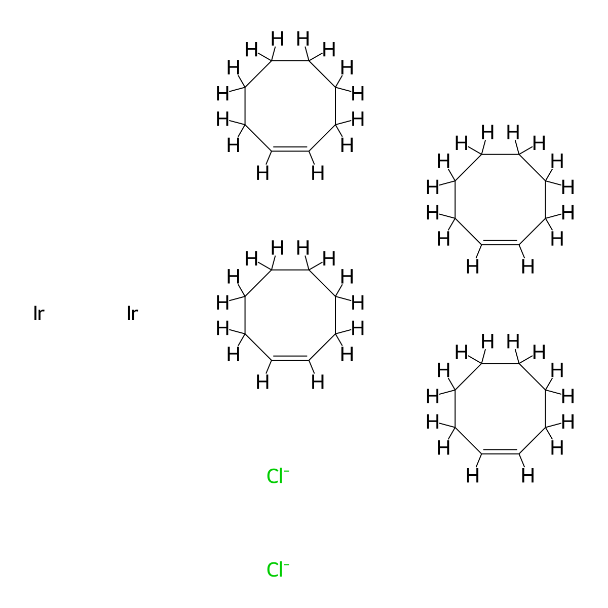 Chlorobis(cyclooctene)iridium(I)dimer , [IrCl(COE)2]2 molecular structure, CAS 12246-51-4